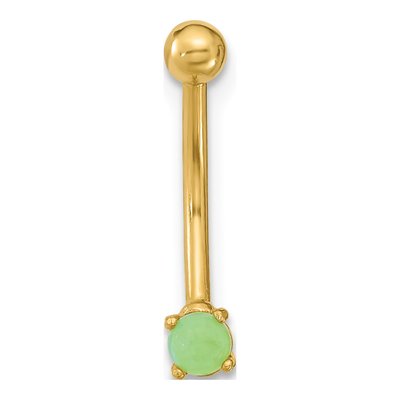 14K Yellow Gold Green CZ Eyebrow Ring – view 4