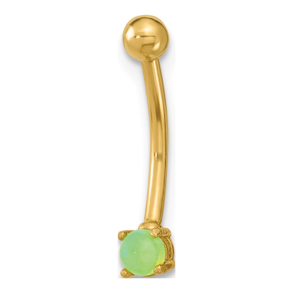 14K Yellow Gold Green CZ Eyebrow Ring