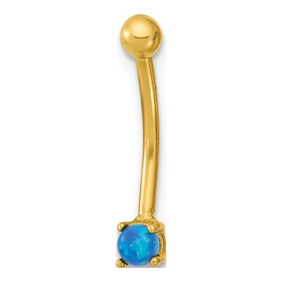 14K Gold Blue CZ Eyebrow Ring