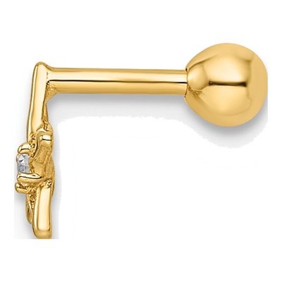 14K Yellow Gold CZ Star Labret Stud, 18 Gauge – view 3