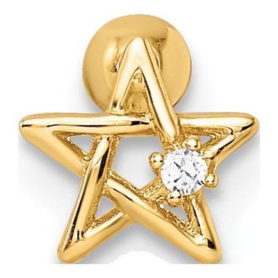 14K Yellow Gold CZ Star Labret Stud, 18 Gauge – view 5