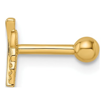 14K Yellow Gold Leaf Labret Stud, 16 Gauge – view 3