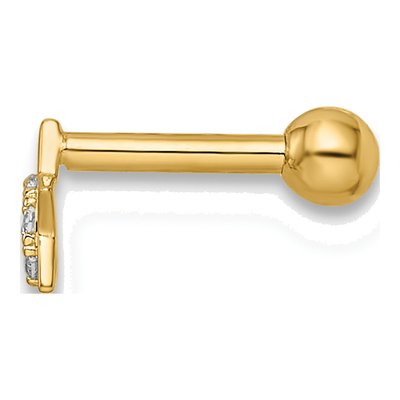 14K Yellow Gold CZ Star Labret Stud, 16 Gauge – view 3
