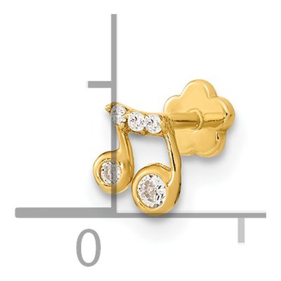 14K Gold Music Note CZ Cartilage Stud – view 3