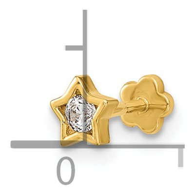14K Yellow Gold CZ Star Cartilage Stud – view 3