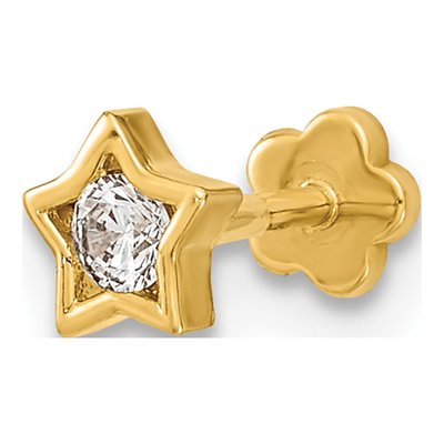 14K Yellow Gold CZ Star Cartilage Stud