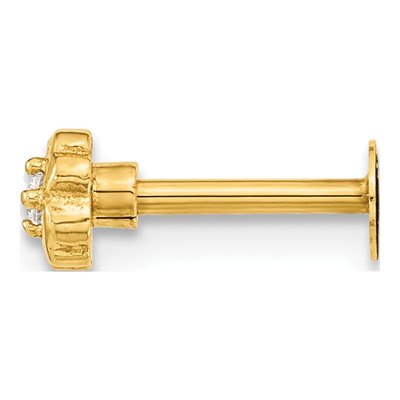 14K Gold Flower CZ Cartilage Stud – view 2