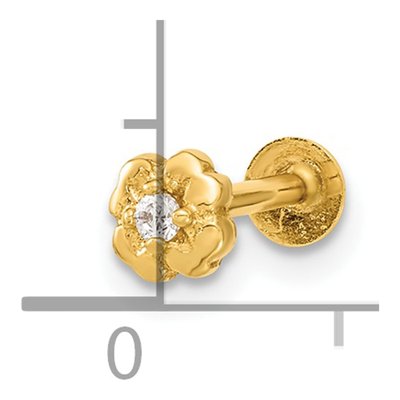 14K Gold Flower CZ Cartilage Stud – view 3