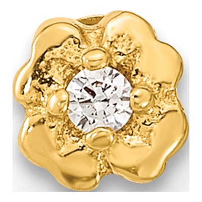 14K Gold Flower CZ Cartilage Stud – view 4
