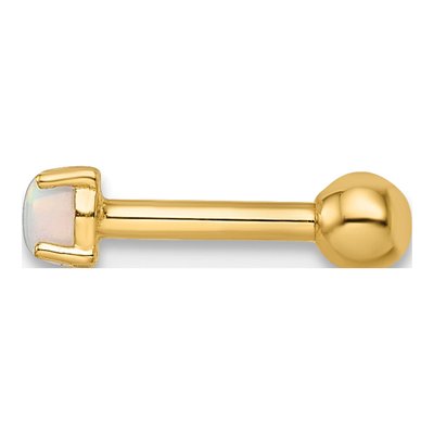 14K Yellow Gold Lab Created Opal Labret Stud – view 3
