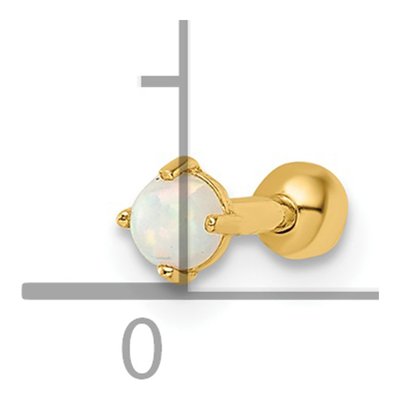 14K Yellow Gold Lab Created Opal Labret Stud – view 4