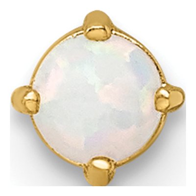 14K Yellow Gold Lab Created Opal Labret Stud – view 5