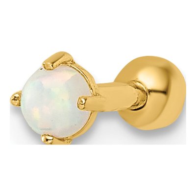 14K Yellow Gold Lab Created Opal Labret Stud