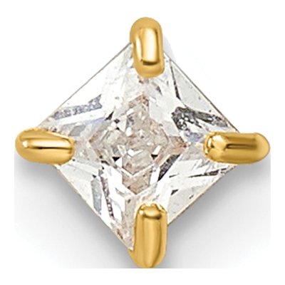 14K Yellow Gold Square CZ Labret Stud, 18G – view 5