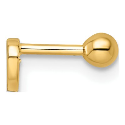 14K Yellow Gold CZ Heart Labret Stud, 18G – view 3
