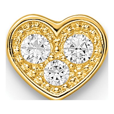 14K Yellow Gold CZ Heart Labret Stud, 18G – view 5