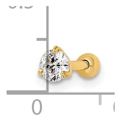 14K Yellow Gold CZ Labret Stud, 16 Gauge – view 4