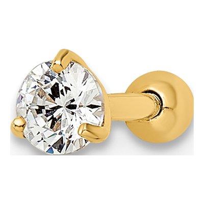 14K Yellow Gold CZ Labret Stud, 16 Gauge