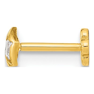 14K Yellow Gold CZ Star Cartilage Stud – view 2