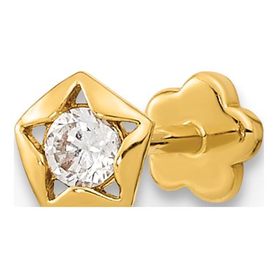 14K Yellow Gold CZ Star Cartilage Stud