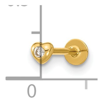 14K Yellow Gold CZ Heart Labret Stud – view 3