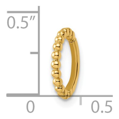 14K Yellow Gold Beaded Cartilage Ring, 14 Gauge – view 4