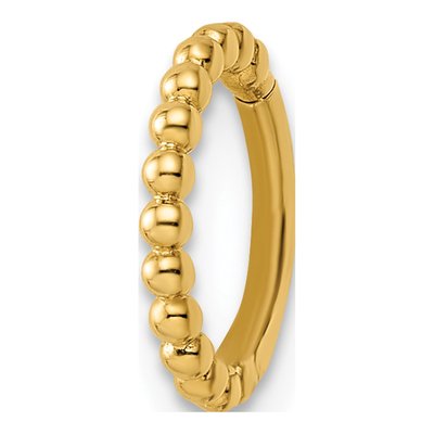 14K Yellow Gold Beaded Cartilage Ring, 14 Gauge