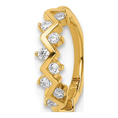 14K Yellow Gold CZ Cartilage Ring, 16 Gauge