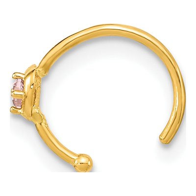 14K Gold Heart CZ Nose Hoop – view 2