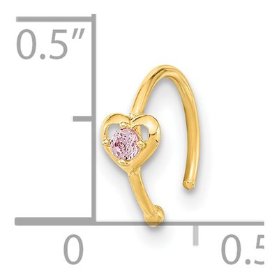 14K Gold Heart CZ Nose Hoop – view 3