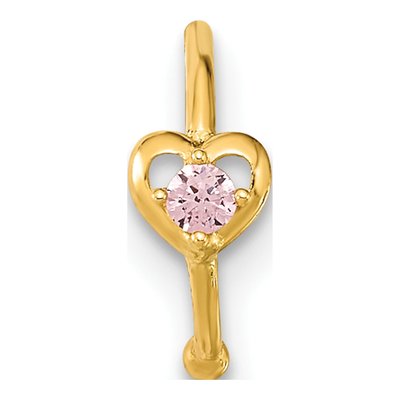 14K Gold Heart CZ Nose Hoop – view 4