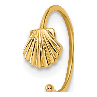 14K Yellow Gold Scallop Shell Nose Ring/Ear Cuff