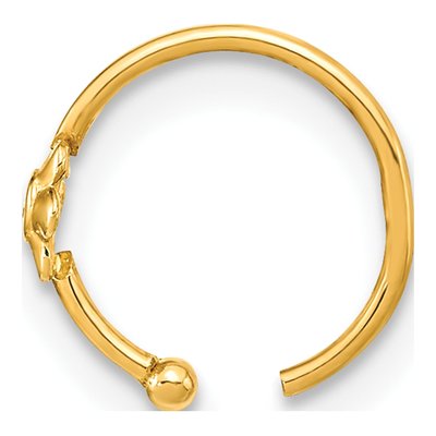 14K Yellow Gold CZ Flower Nose Hoop Ring – view 2