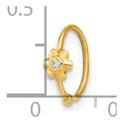 14K Yellow Gold CZ Flower Nose Hoop Ring – view 3