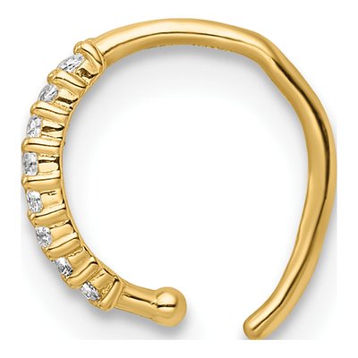 14K Yellow Gold Beaded CZ Nose Ring/Ear Cuff – view 3