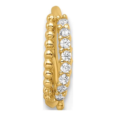 14K Yellow Gold Beaded CZ Nose Ring/Ear Cuff – view 4