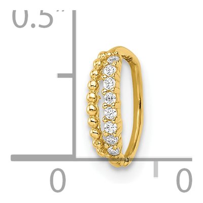 14K Yellow Gold Beaded CZ Nose Ring/Ear Cuff – view 5