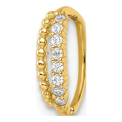 14K Yellow Gold Beaded CZ Nose Ring/Ear Cuff