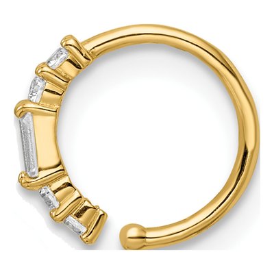14K Yellow Gold CZ Nose Ring / Ear Cuff, 20 Gauge – view 3