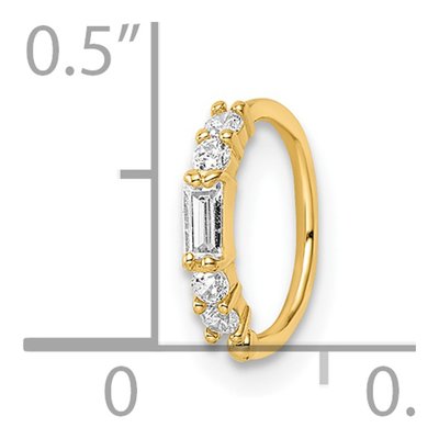 14K Yellow Gold CZ Nose Ring / Ear Cuff, 20 Gauge – view 4