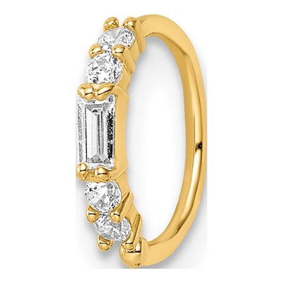 14K Yellow Gold CZ Nose Ring / Ear Cuff, 20 Gauge