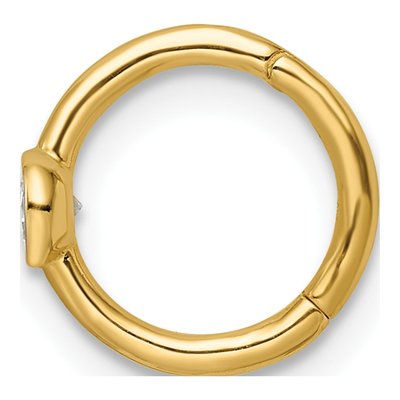 14K Yellow Gold CZ Cartilage Ring, 16 Gauge – view 3