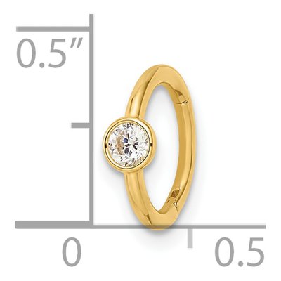 14K Yellow Gold CZ Cartilage Ring, 16 Gauge – view 4