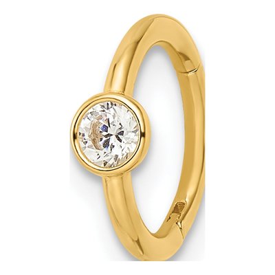14K Yellow Gold CZ Cartilage Ring, 16 Gauge