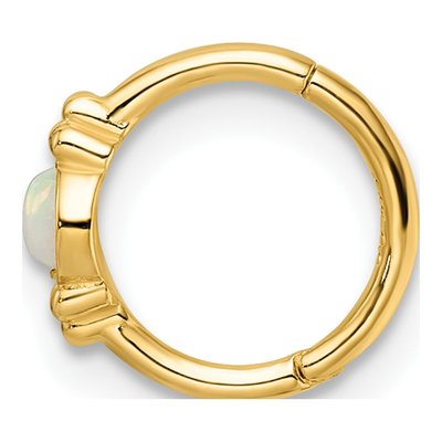 14K Yellow Gold Lab Created Opal Cartilage Ring – view 3