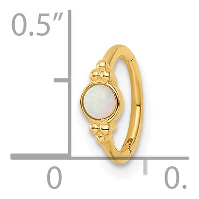 14K Yellow Gold Lab Created Opal Cartilage Ring – view 4