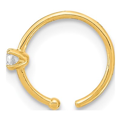 14K Yellow Gold CZ Hoop Nose Ring – view 2