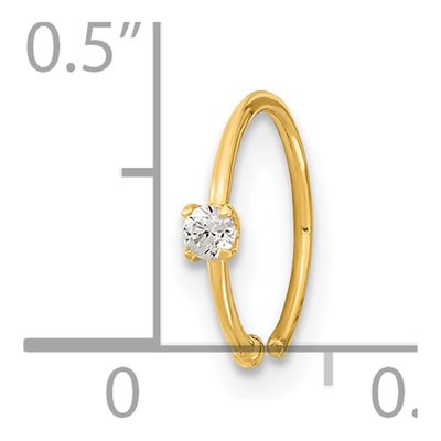 14K Yellow Gold CZ Hoop Nose Ring – view 3
