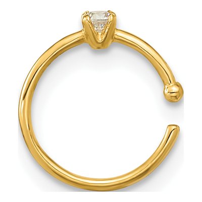 14K Yellow Gold CZ Hoop Nose Ring – view 5