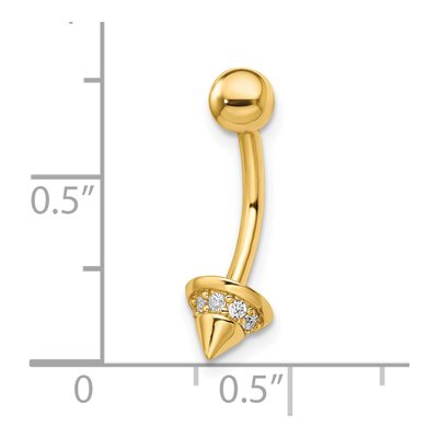 14K Yellow Gold CZ Cone Belly Ring, 14 Gauge – view 4
